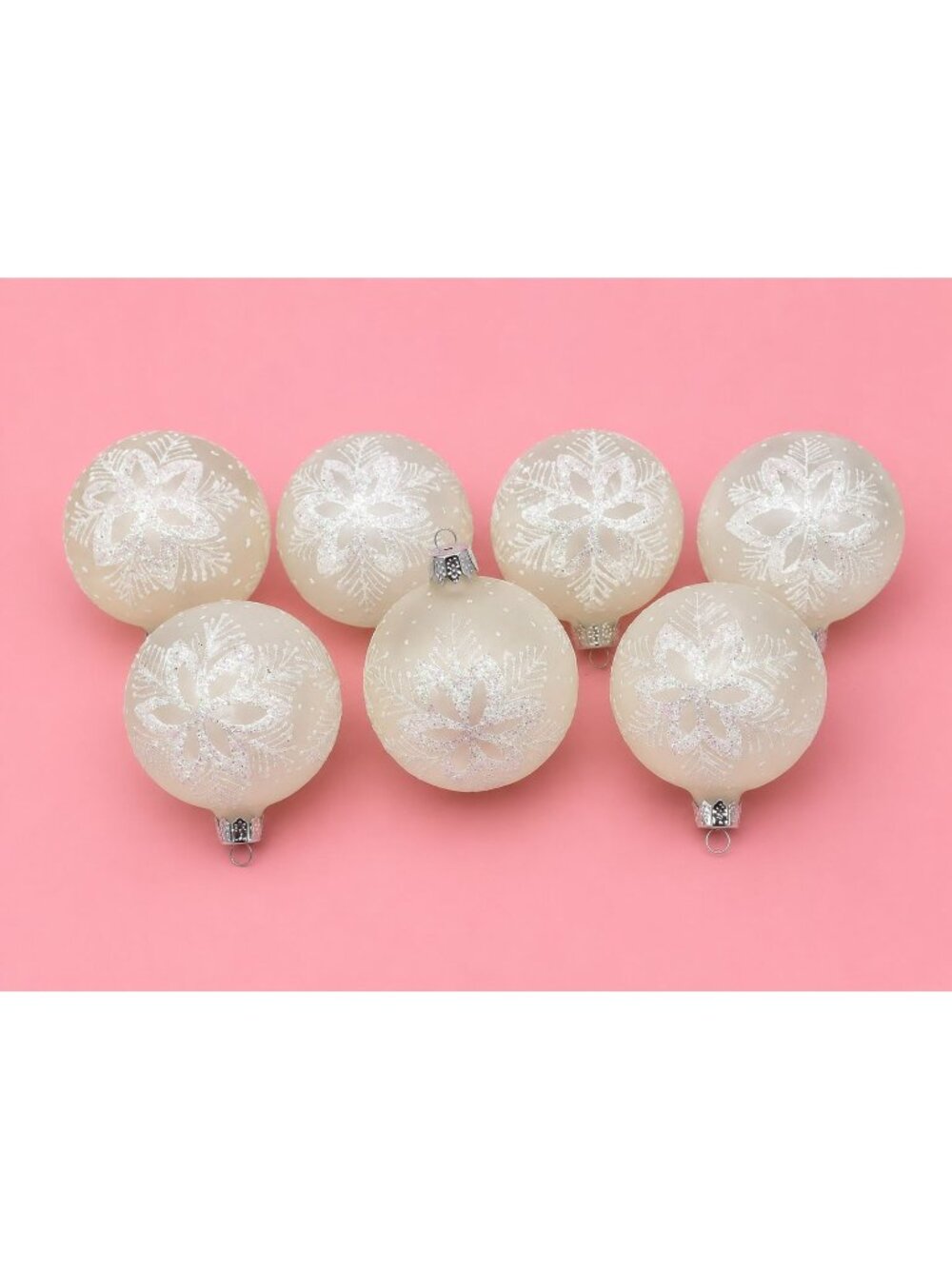 7 Vintage Plastic frosted Christmas Ornament balls
